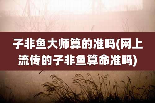 子非鱼大师算的准吗(网上流传的子非鱼算命准吗)