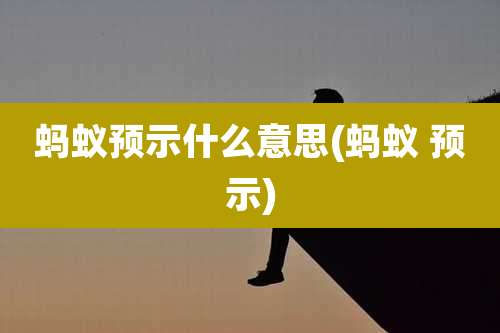 蚂蚁预示什么意思(蚂蚁 预示)