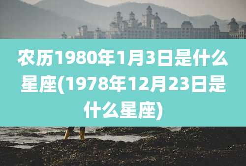 农历1980年1月3日是什么星座(1978年12月23日是什么星座)
