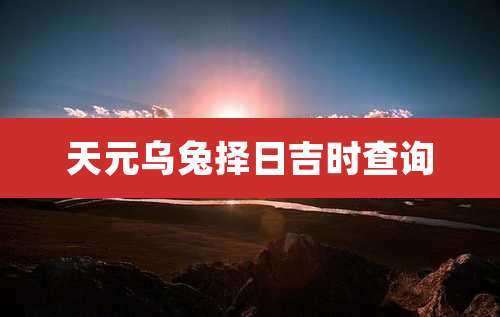 天元乌兔择日吉时查询