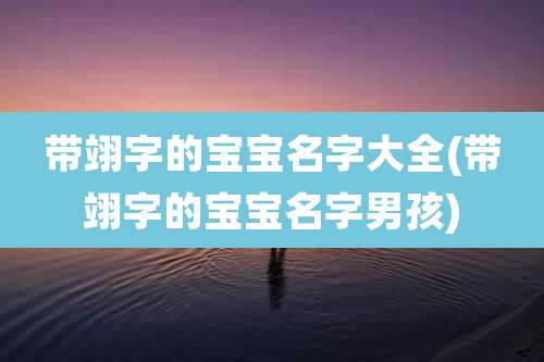 带翊字的宝宝名字大全(带翊字的宝宝名字男孩)