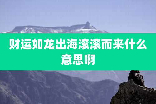 财运如龙出海滚滚而来什么意思啊