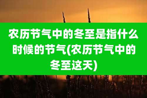 农历节气中的冬至是指什么时候的节气(农历节气中的冬至这天)
