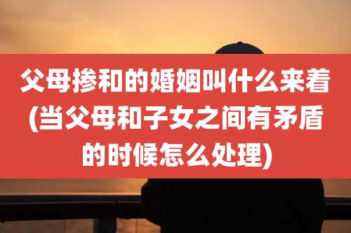 父母掺和的婚姻叫什么来着(当父母和子女之间有矛盾的时候怎么处理)