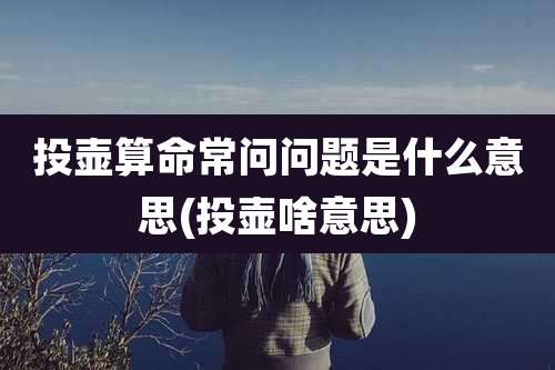 投壶算命常问问题是什么意思(投壶啥意思)