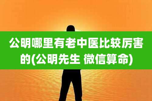 公明哪里有老中医比较厉害的(公明先生 微信算命)