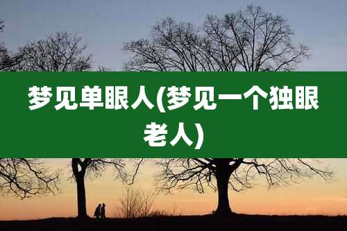 梦见单眼人(梦见一个独眼老人)