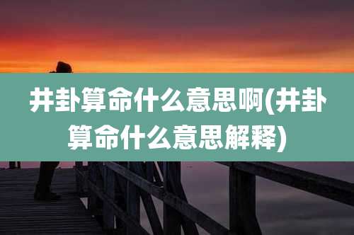 井卦算命什么意思啊(井卦算命什么意思解释)