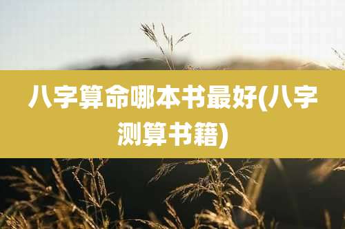 八字算命哪本书最好(八字测算书籍)