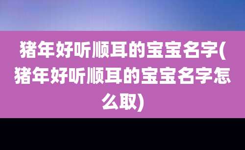 猪年好听顺耳的宝宝名字(猪年好听顺耳的宝宝名字怎么取)
