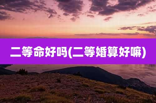 二等命好吗(二等婚算好嘛)