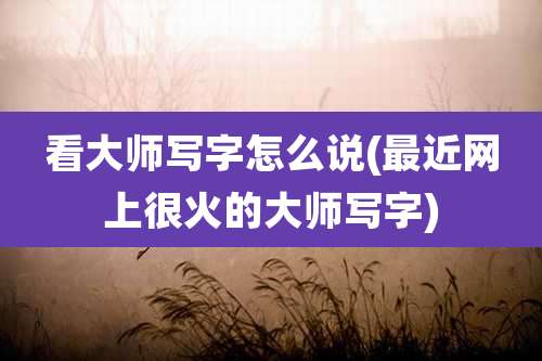 看大师写字怎么说(最近网上很火的大师写字)