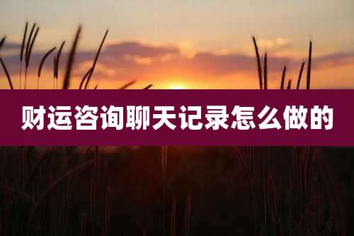 财运咨询聊天记录怎么做的