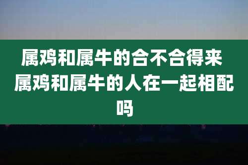 属鸡和属牛的合不合得来 属鸡和属牛的人在一起相配吗