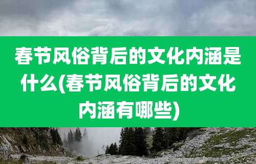 春节风俗背后的文化内涵是什么(春节风俗背后的文化内涵有哪些)