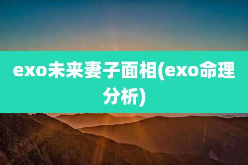 exo未来妻子面相(exo命理分析)