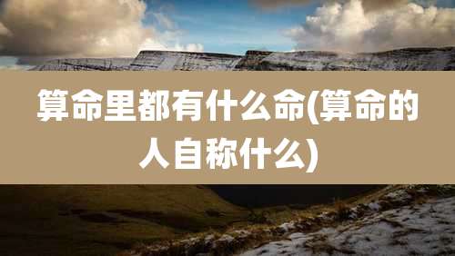 算命里都有什么命(算命的人自称什么)