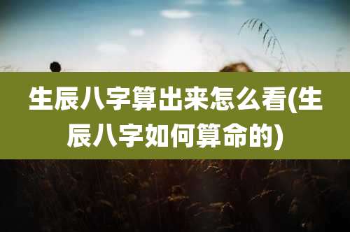 生辰八字算出来怎么看(生辰八字如何算命的)