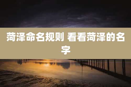 菏泽命名规则 看看菏泽的名字