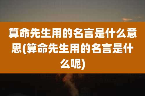 算命先生用的名言是什么意思(算命先生用的名言是什么呢)