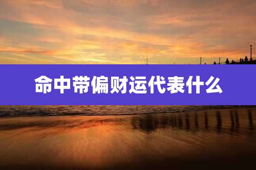 命中带偏财运代表什么