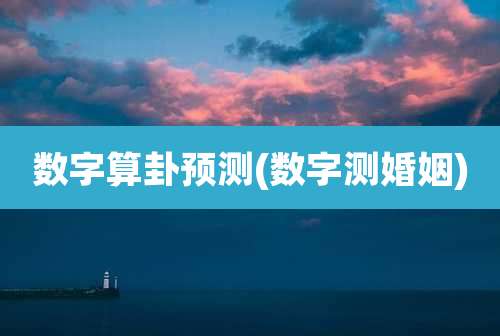 数字算卦预测(数字测婚姻)