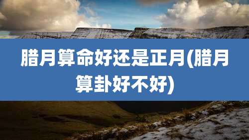 腊月算命好还是正月(腊月算卦好不好)