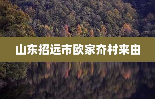 山东招远市欧家夼村来由