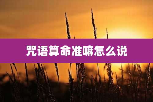 咒语算命准嘛怎么说