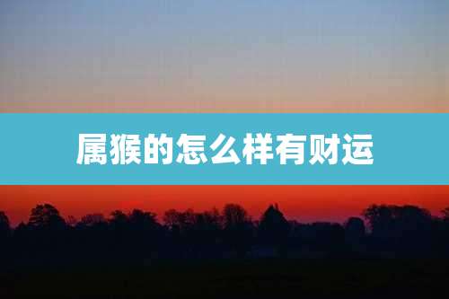 属猴的怎么样有财运