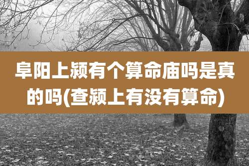 阜阳上颍有个算命庙吗是真的吗(查颍上有没有算命)