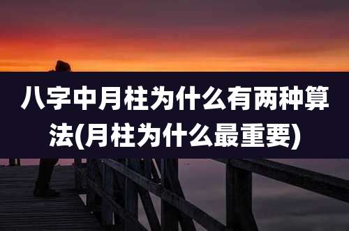 八字中月柱为什么有两种算法(月柱为什么最重要)