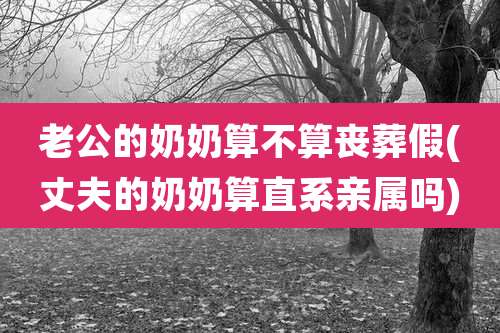 老公的奶奶算不算丧葬假(丈夫的奶奶算直系亲属吗)