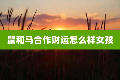 鼠和马合作财运怎么样女孩