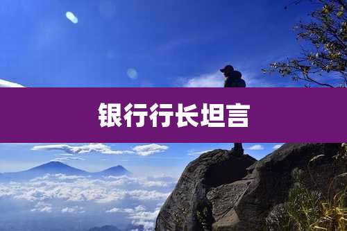 银行行长坦言