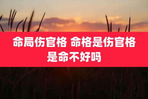 命局伤官格 命格是伤官格是命不好吗