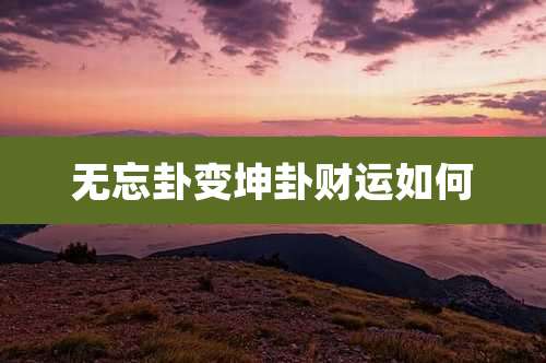 无忘卦变坤卦财运如何