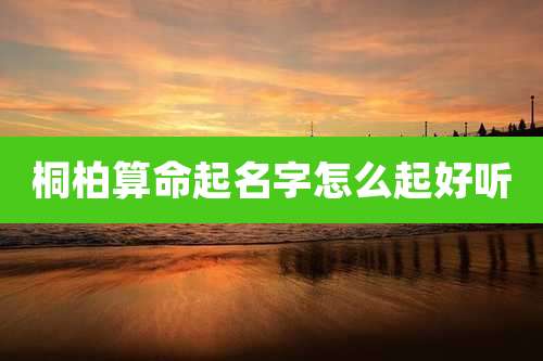 桐柏算命起名字怎么起好听