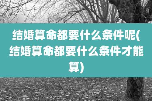 结婚算命都要什么条件呢(结婚算命都要什么条件才能算)