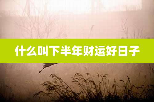 什么叫下半年财运好日子