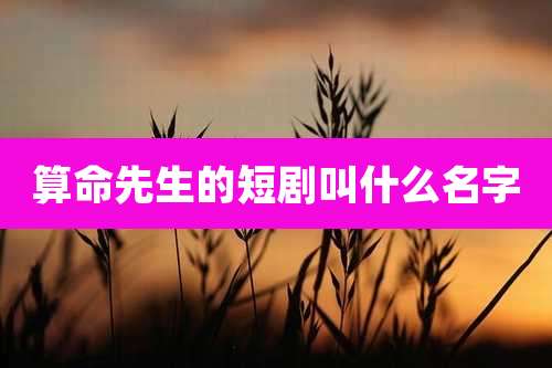 算命先生的短剧叫什么名字