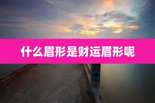 什么眉形是财运眉形呢