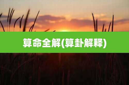 算命全解(算卦解释)