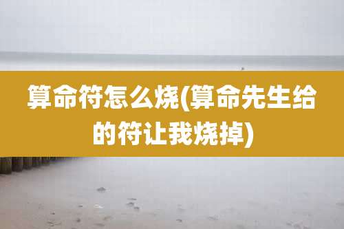 算命符怎么烧(算命先生给的符让我烧掉)