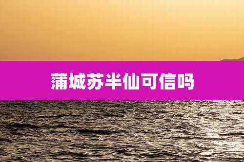 蒲城苏半仙可信吗