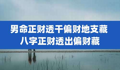 男命正财透干偏财地支藏 八字正财透出偏财藏