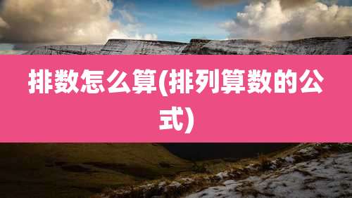 排数怎么算(排列算数的公式)