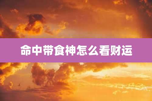 命中带食神怎么看财运