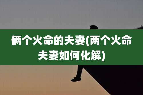 俩个火命的夫妻(两个火命夫妻如何化解)