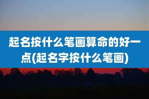 起名按什么笔画算命的好一点(起名字按什么笔画)